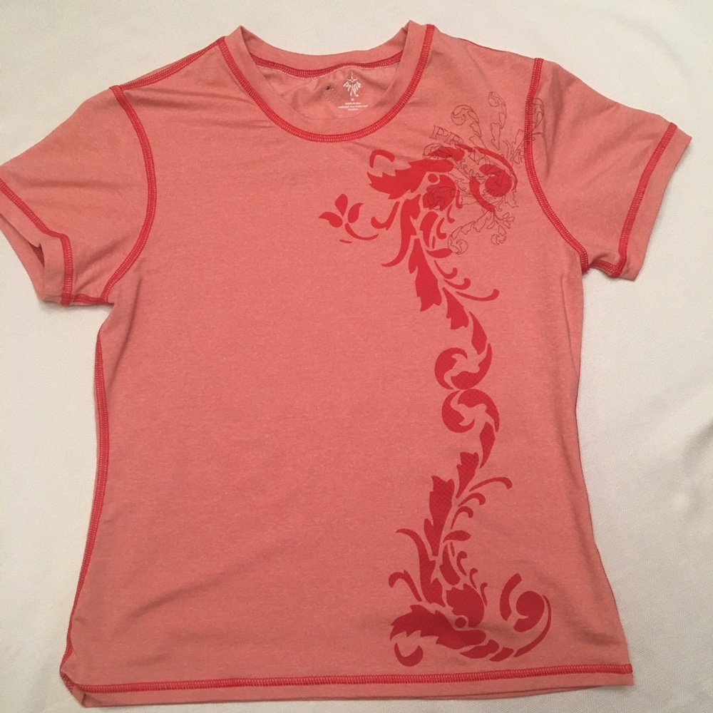 PRANA WOMEN'S SHIRT MEDIUM ORANGE/RED